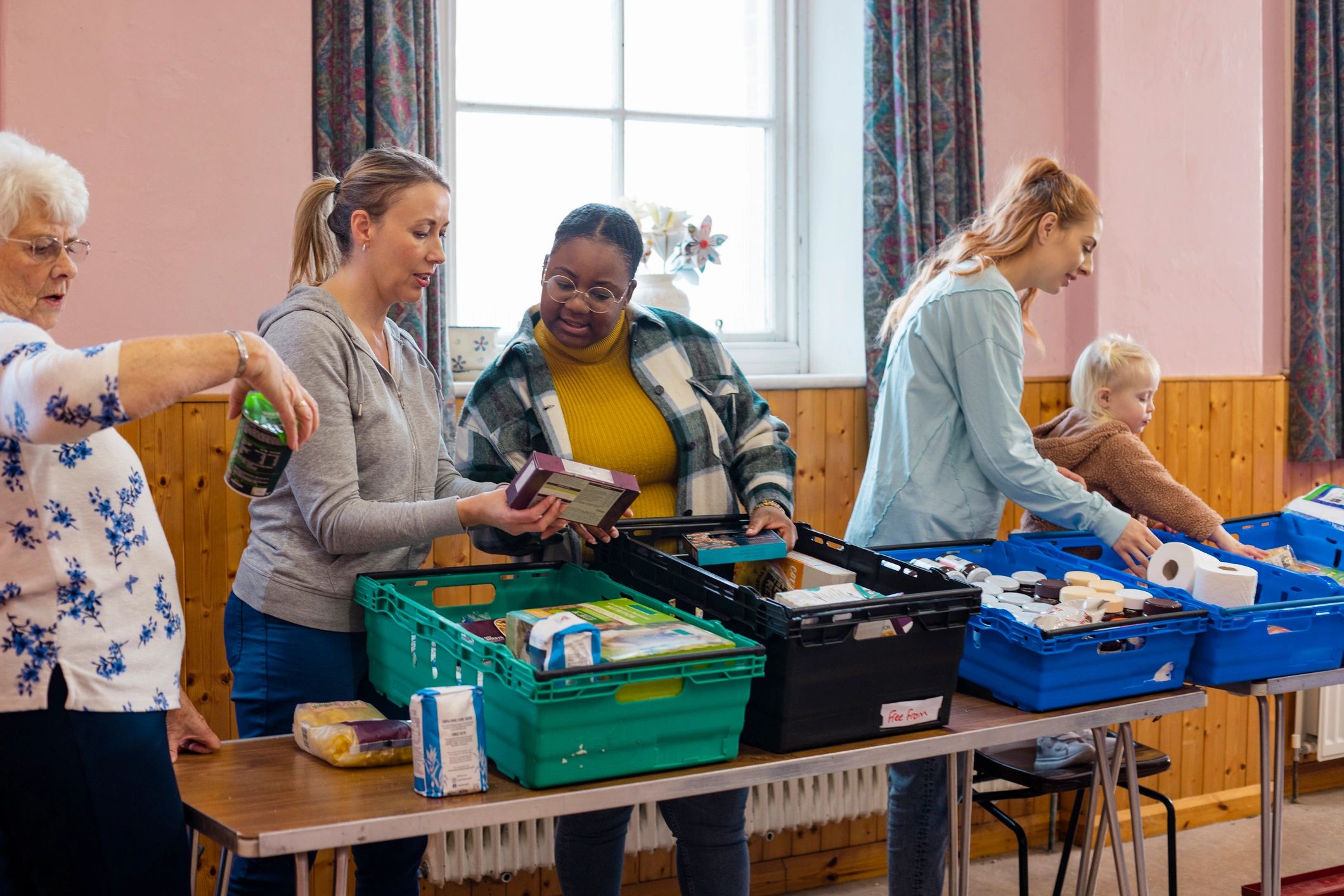 Volunteers and community members working together in a nonprofit setting